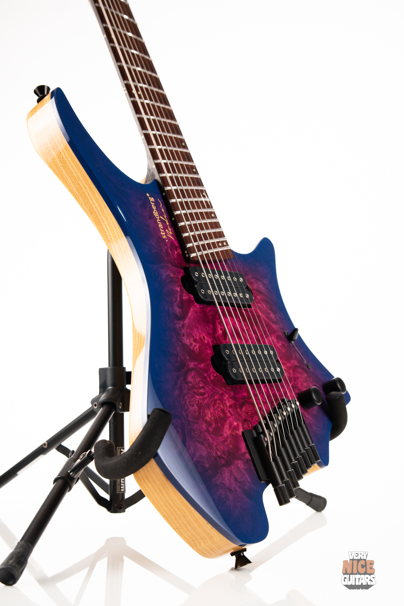 Strandberg Boden J8 Custom Burl Maple Lavender Blue Burst – Very
